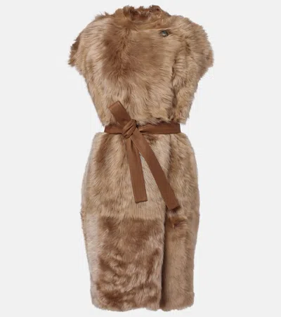 Yves Salomon Reversible Shearling Coat In Brown
