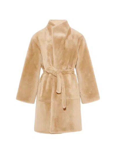 Yves Salomon Reversible Shearling Coat In Brown