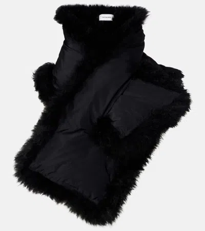 Yves Salomon Reversible Shearling Down Scarf In Black