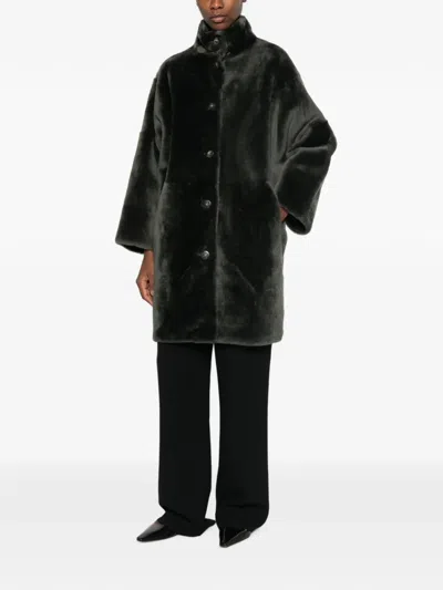 Yves Salomon Reversible Shearling Jacket In Green