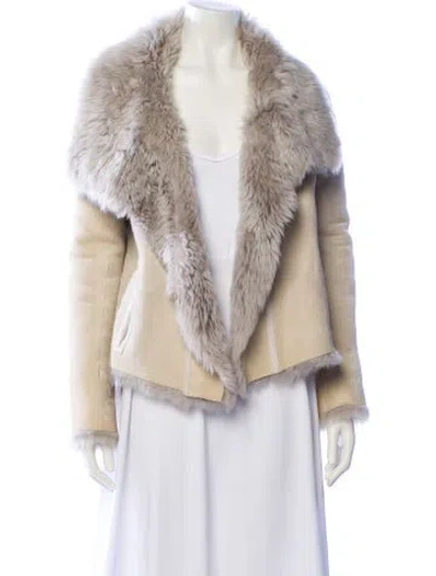Pre-owned Yves Salomon Reversible Shearling Jacket In Neutral