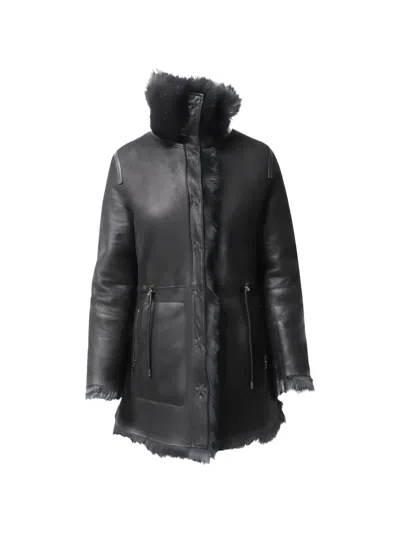 Pre-owned Yves Salomon Reversible Shearling Parka In Black