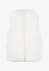 Yves Salomon Plush Lamb Fur Vest With High Collar And Down Insulation In White