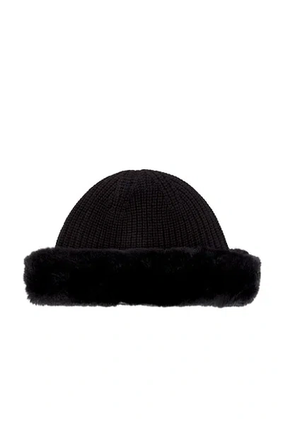 Yves Salomon Rex Rabbit And Cashmere Bonnet In Noir