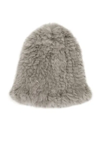 Yves Salomon Rex Rabbit Beanie In White