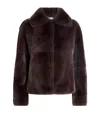 Yves Salomon Rex Rabbit Fur Jacket In Red