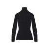 Yves Salomon Ribbed Black Wool And Cashmere Turtleneck Sweater In Black