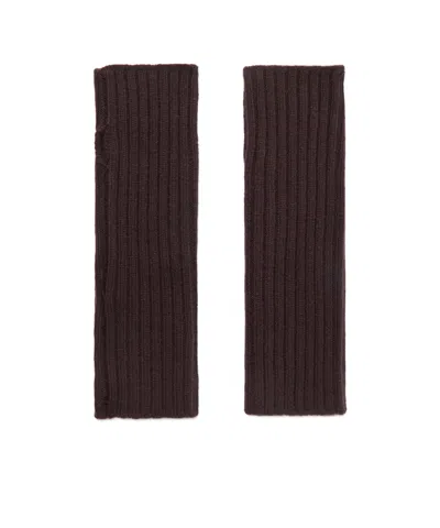 Yves Salomon Ribbed Cashmere Fingerless Mittens In Brown
