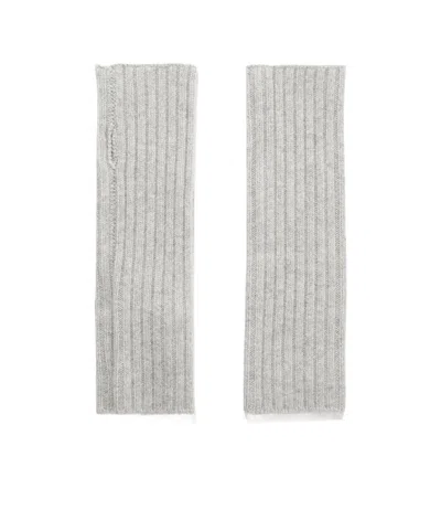 Yves Salomon Ribbed Cashmere Fingerless Mittens In Gray