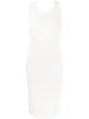 Yves Salomon Ribbed Cross-strap Midi Dress In Weiss