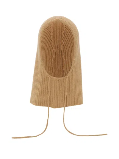Yves Salomon Ribbed-knit Balaclava Hat In Brown