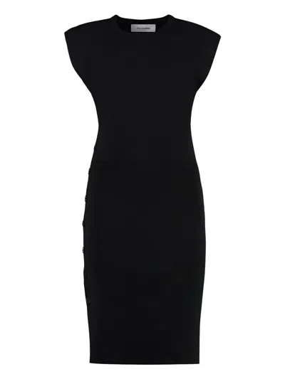 Yves Salomon Ribbed-knit Midi Dress In Black