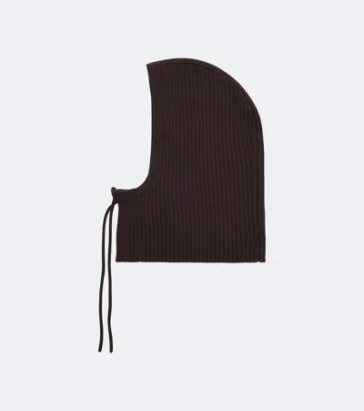 Yves Salomon Ribbed-knit Cashmere Balaclava In Brown