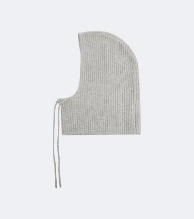 Yves Salomon Ribbed-knit Cashmere Balaclava In Gray