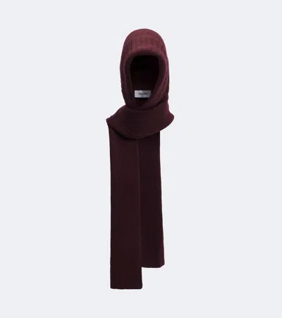 Yves Salomon Ribbed-knit Wool And Cashmere Hood In Brown