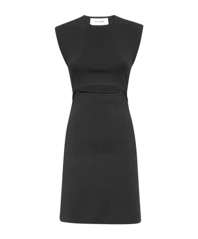 Yves Salomon Round Neck Dress In Black