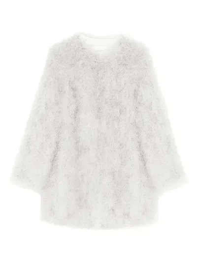 Yves Salomon Round-neck Feather Jacket In White