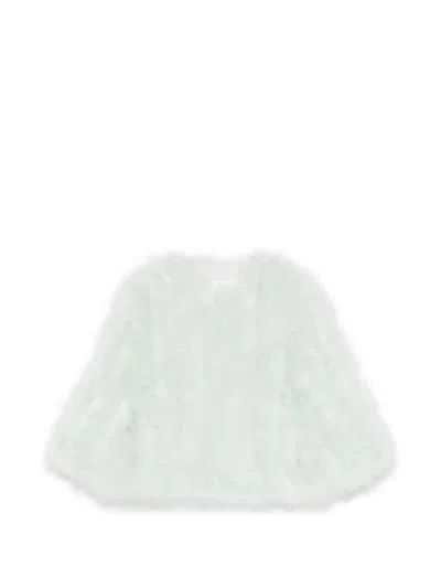 Yves Salomon Round Neck Jacket In White