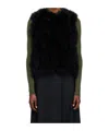 Yves Salomon Sleeveless Feather Silk Coat In Black