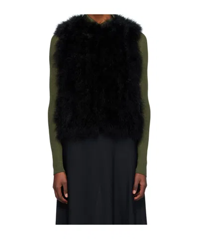 Yves Salomon Round-neck Vest In Black