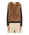 Yves Salomon Brown Feather Vest In Brown