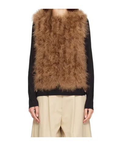 Yves Salomon Brown Feather Vest In A2156 Madeleine