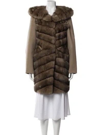 Pre-owned Yves Salomon Sable Fur Coat In Neutral