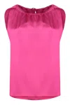 Yves Salomon Satin Blouse In Fuchsia