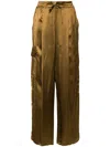 Yves Salomon Satin Cargo Pants In Brown