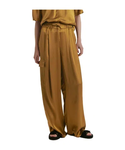 Yves Salomon Satin Cargo Pants In Gray