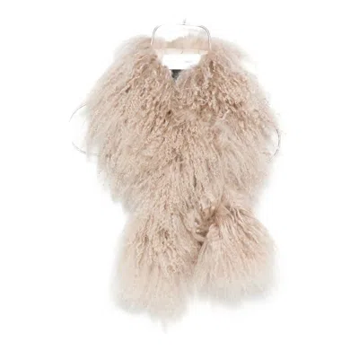 Yves Salomon Curly-fur Sheepskin Scarf In Neutral