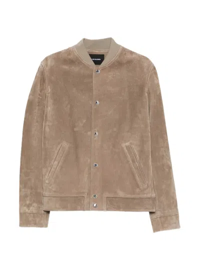 Yves Salomon Seigle Calf Wool Polyamide Jacket In Brown