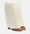 Yves Salomon Shearling And Suede Knee-high Boots In Neutral