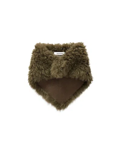 Yves Salomon Shearling And Wool Scarf In Green