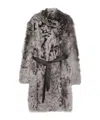 Yves Salomon Shearling Belted Coat In Multi