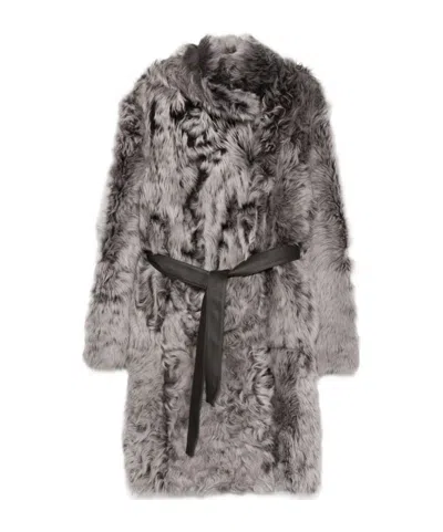 YVES SALOMON YVES SALOMON SHEARLING BELTED COAT