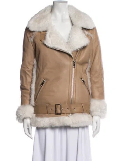 Pre-owned Yves Salomon Shearling Biker Jacket In Neutrals
