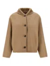 Yves Salomon Shearling Buttoned Leather Coat In Neutral