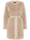 Yves Salomon Shearling Coat In A2048 Beige