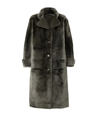Yves Salomon Shearling Coat In Black