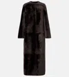 Yves Salomon Double-breasted Long Coat Notched Lapels In Brown