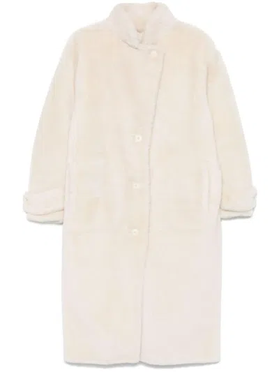 Yves Salomon Shearling Coat In White