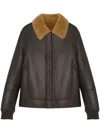 Yves Salomon Shearling-collar Jacket In Brown