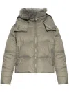 Yves Salomon Shearling-collar Padded Jacket In Grey