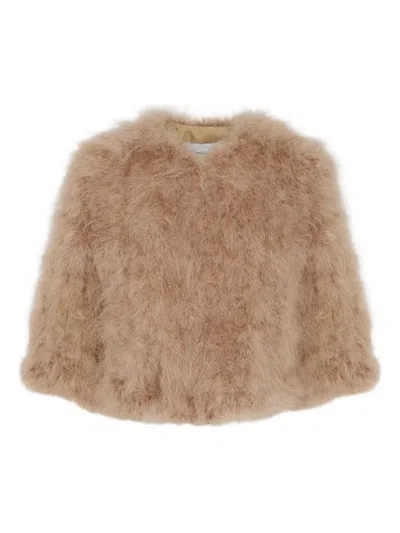 Yves Salomon Shearling Cropped Jacket In Brown