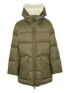 Yves Salomon Shearling Down Jacket In Green