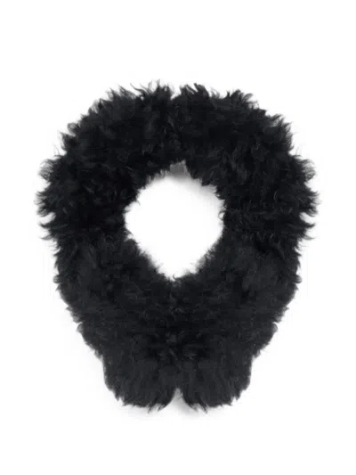 Yves Salomon Long-haired Lamb Ear Warmers In Black