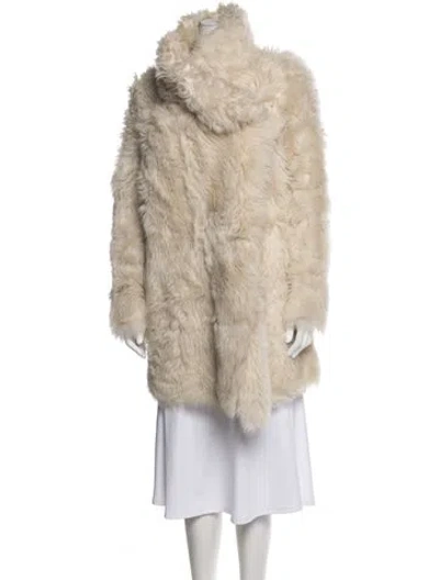 Pre-owned Yves Salomon Shearling Fur Coat In Neutrals
