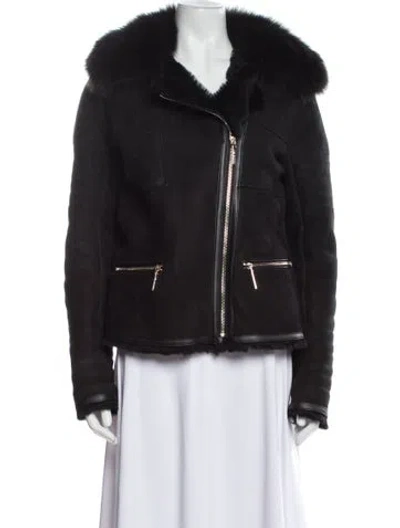 Pre-owned Yves Salomon Shearling Fur Jacket In Black