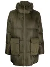 Yves Salomon Shearling-hood Down Jacket In Green